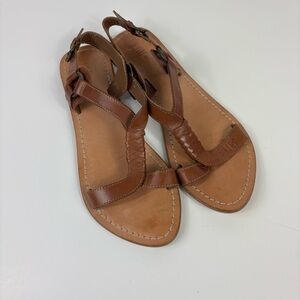 J. Jill Leather Sandals Womens 9 Earthy Neutral Comfort Slingback Buckle Brown